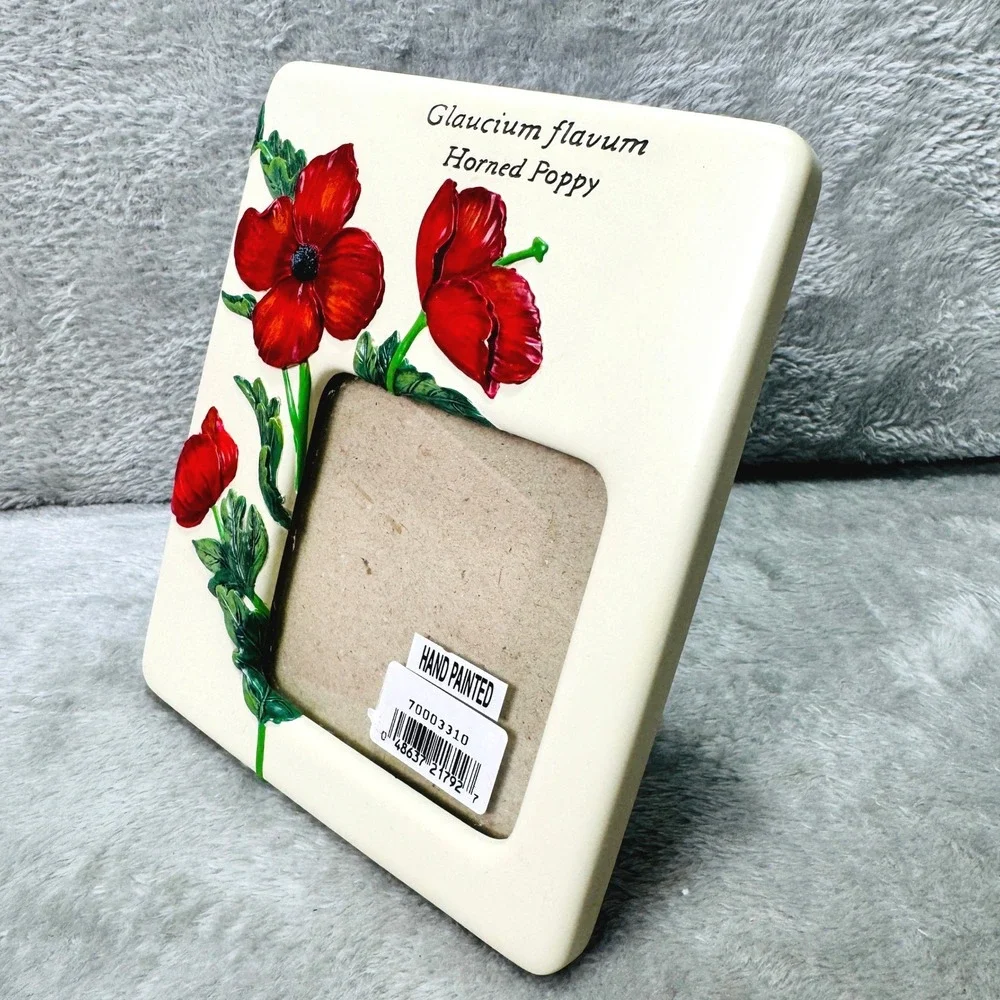 Horned Poppy Glaucium Flavum Carr Hand Painted Ceramic Frame‎ Burnes of Boston